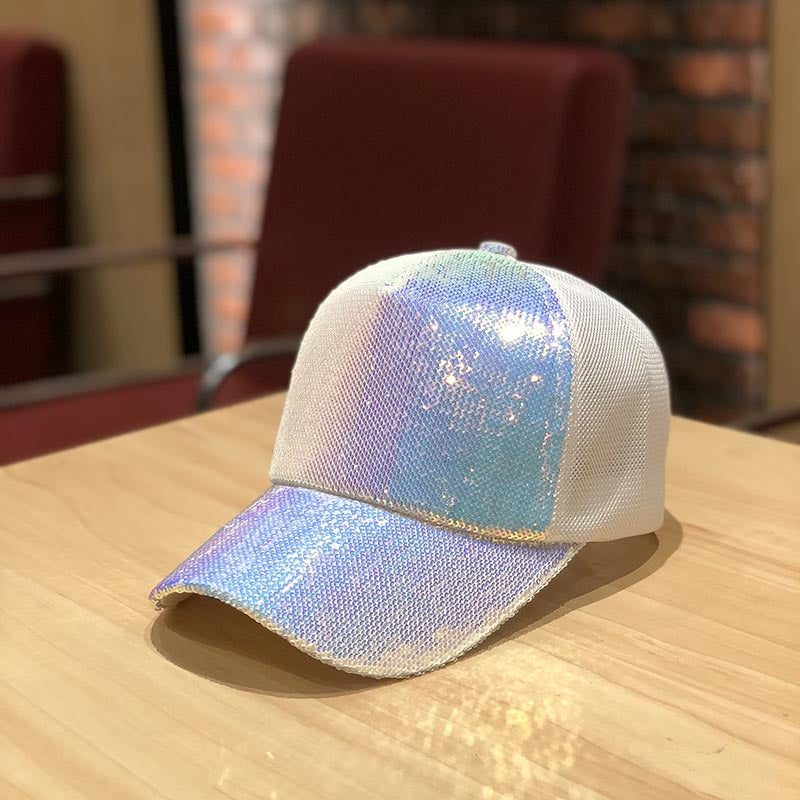 Wholesale Summer mesh sequin hat women's breathable sun hat travel fashion all-match baseball cap
